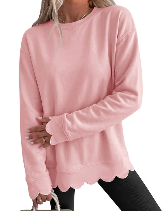 Sweatshirt Scallop Trim Afslappet