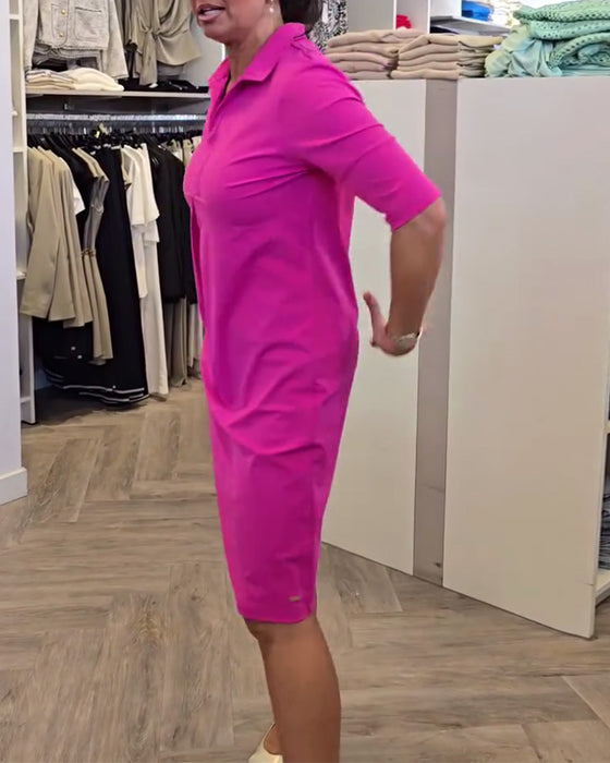 Kjole med Krave Afslappet Ensfarvet