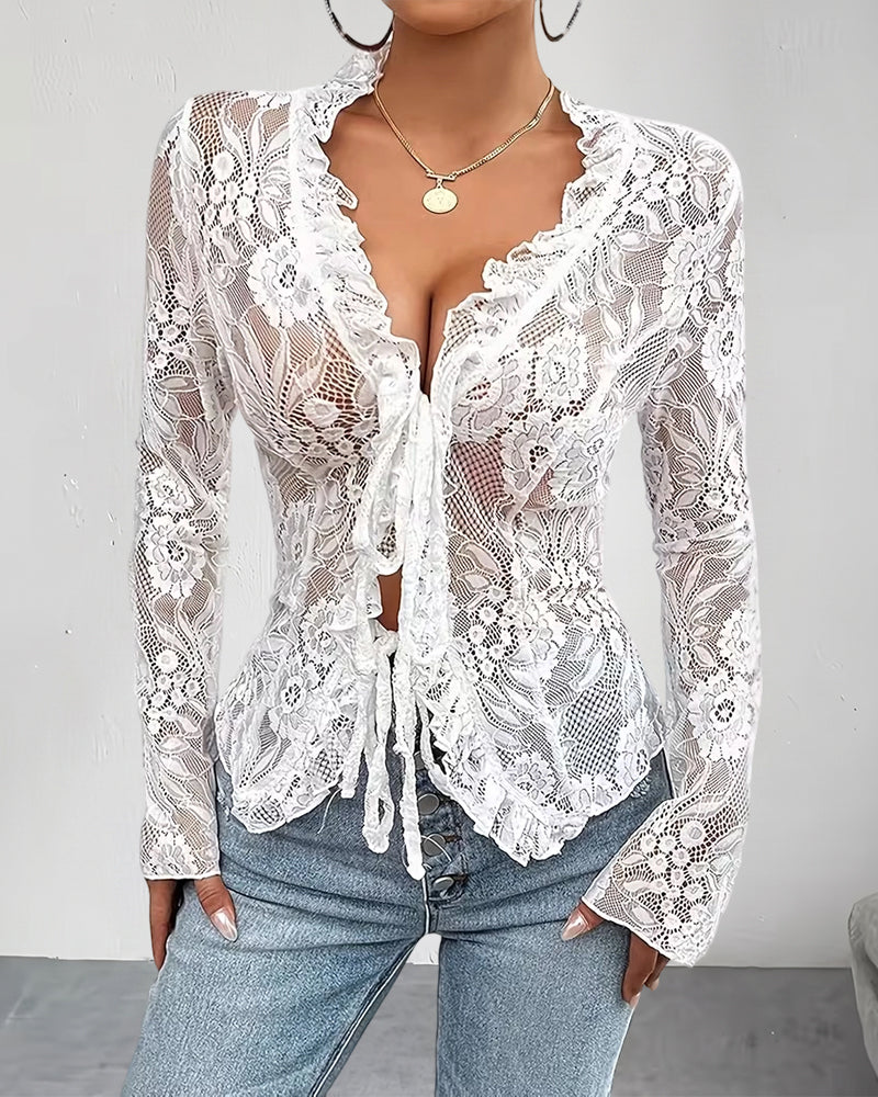 Bluse V-Hals Bind Blonde