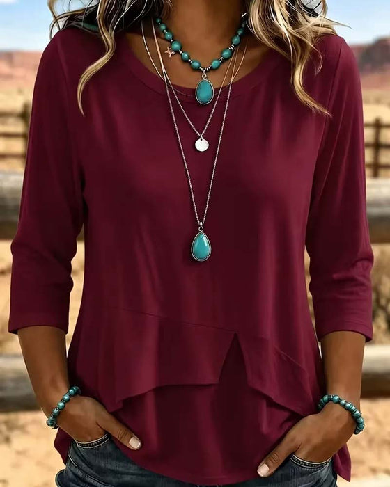 Top Crew Hals Patchwork Asymmetrisk Søm