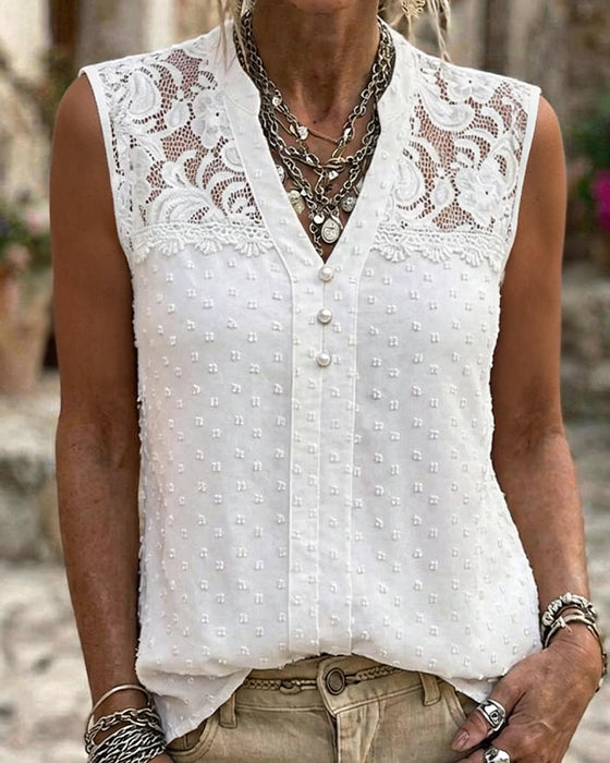 Tank Top Blonde Jacquard Ærmeløs