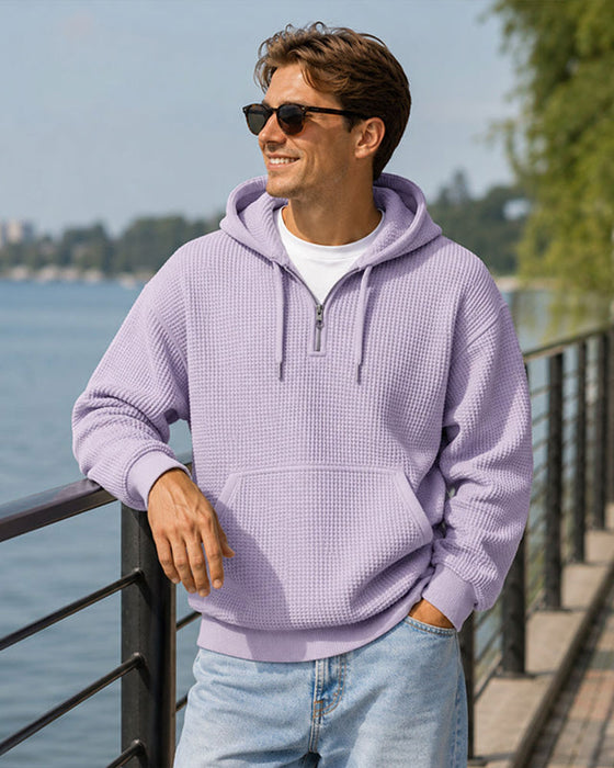 Hoodie Herre Ensfarvet Lynlås Pullover