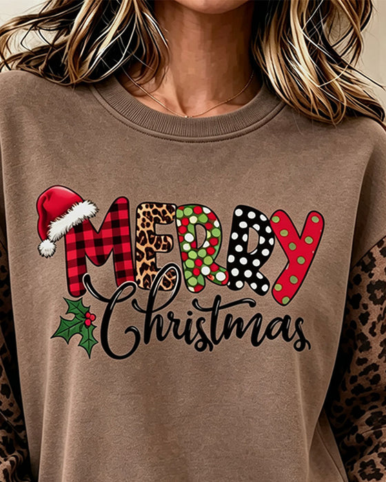 Sweatshirt Rund Hals Leopardtryk