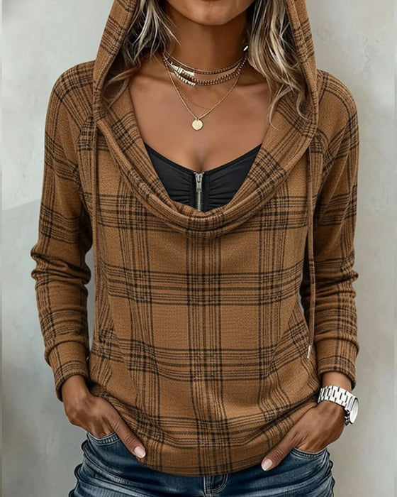 Top Terning Mock Layered Turtleneck Hoodie