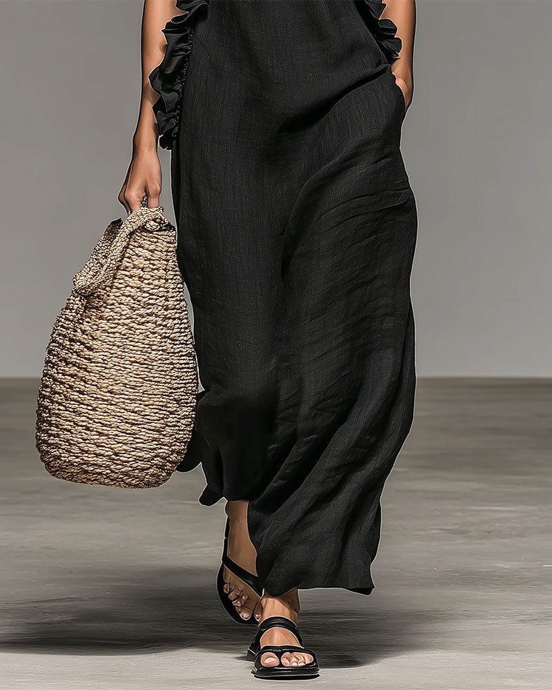 Kjole Halterneck Rynket Lang