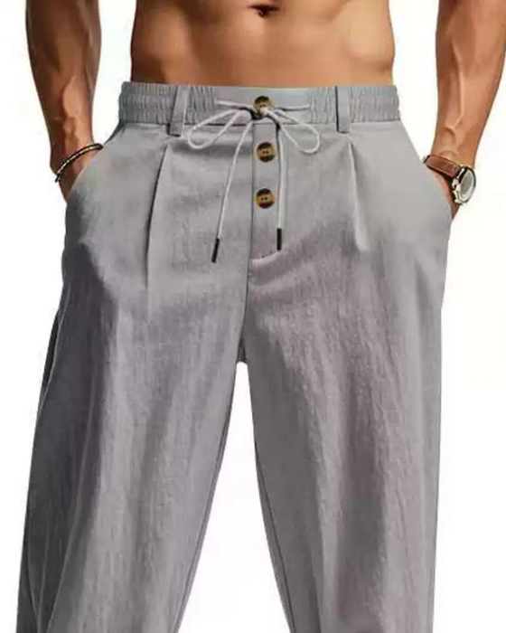 Bukser Casual Ensfarvet Lige Ben