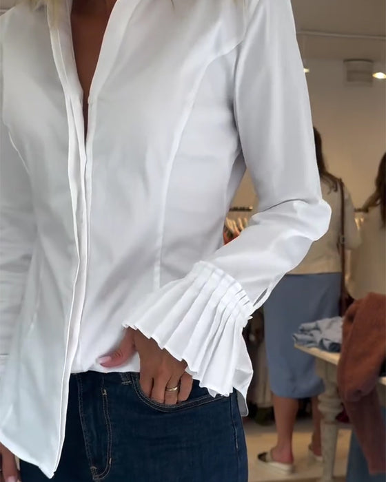 Skjorte Flare Ærme Casual Slag