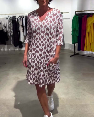 Kjole Ståkrave Mellemlang Trykt