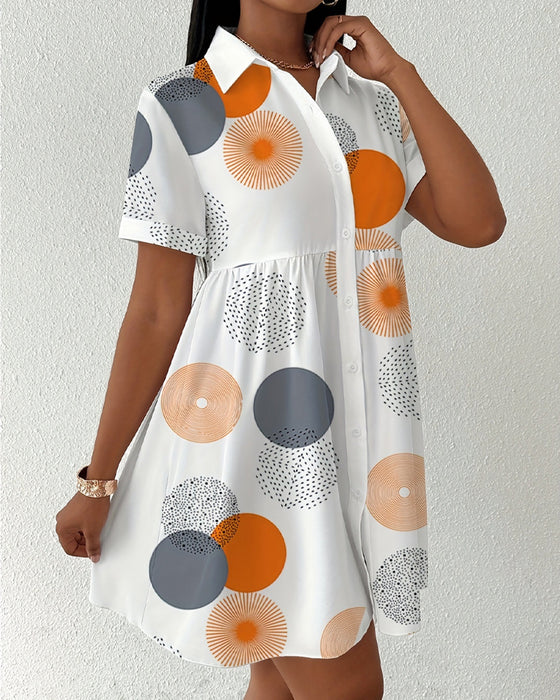 Kjole Polka Dot Print Skjorte