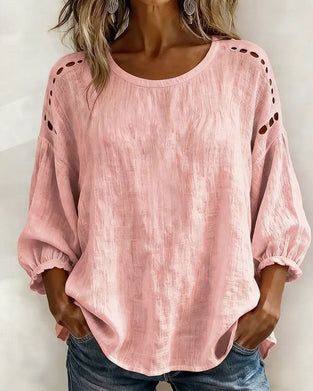 Bluse Udhullet 100% Bomuld
