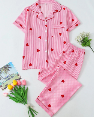 Sæt Hjerte Stribe Loungewear