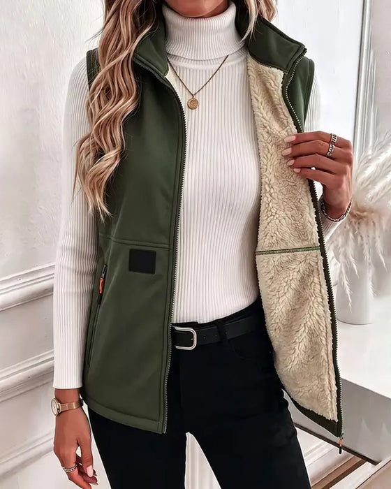 Cardigan Polstret Polar Fleece Åben Foran
