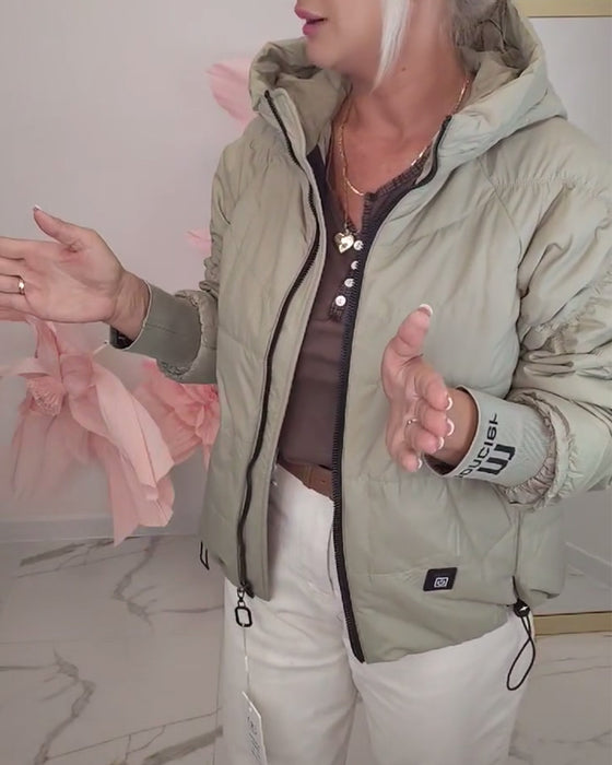 Kort Vatteret Jakke Med Hætte