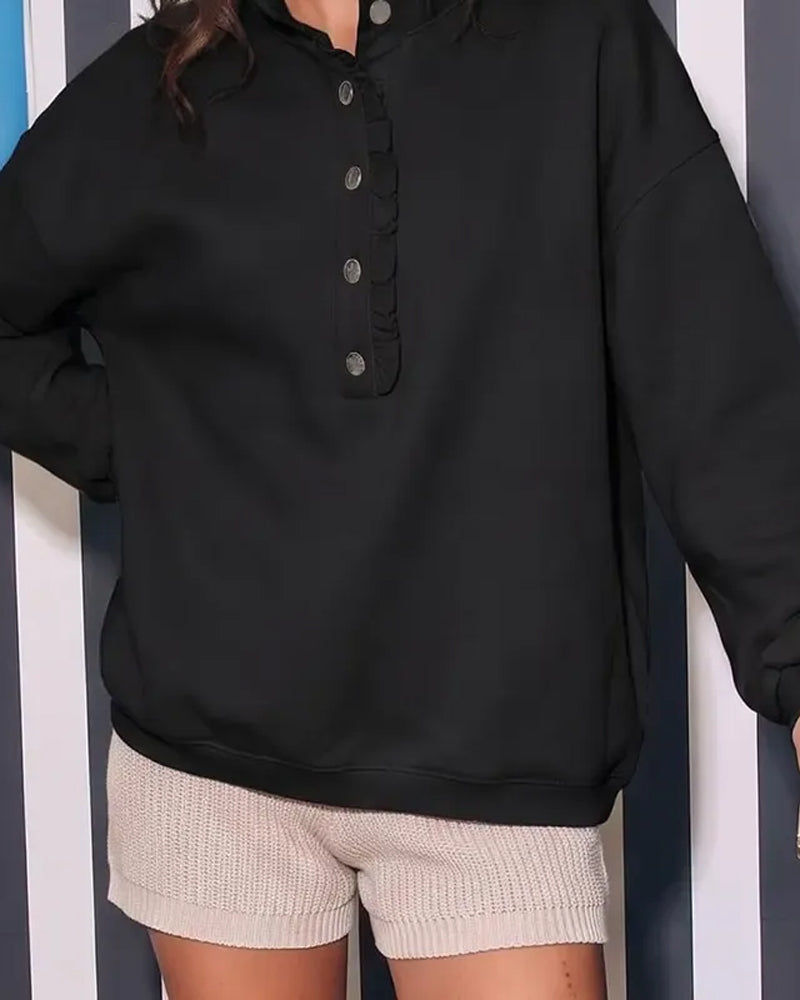Sweatshirt Krave Knappet Langærmet Løs