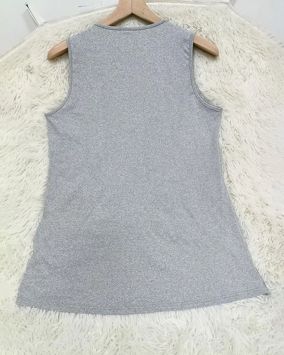 T-Shirt Ensfarvet Kors Kant Ærmeløs