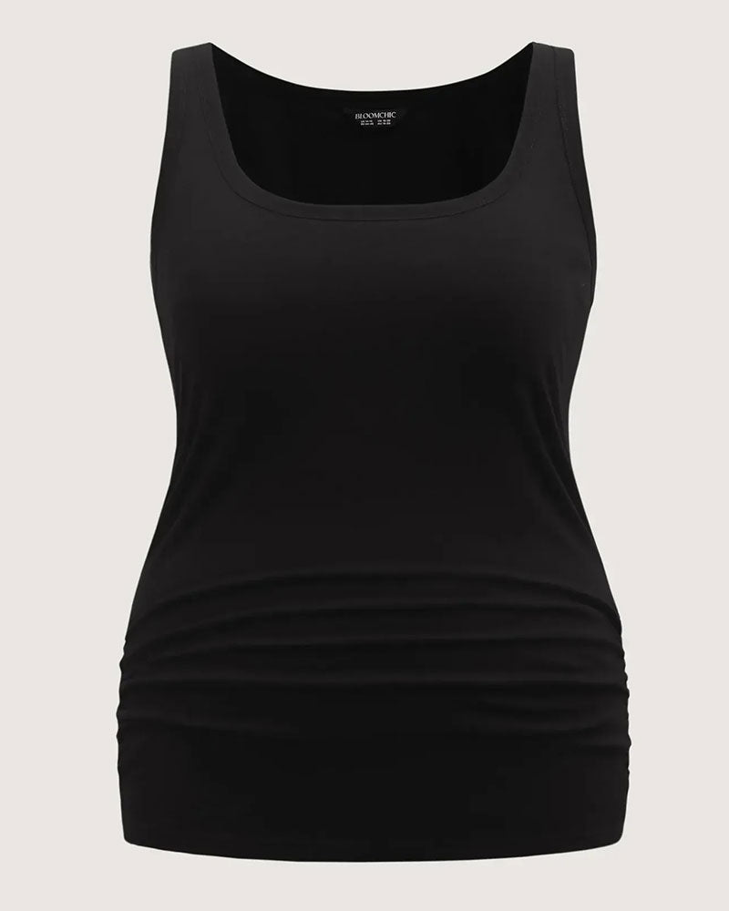 Tanktop U-Hals Ærmeløs Slank Pasform Indbygget Bh