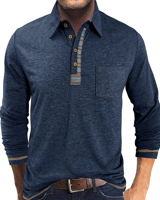 Bluse Herre Knap Revers Polo