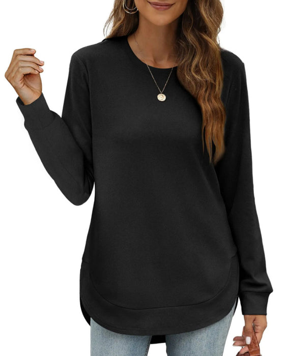 Sweatshirt Rund Hals Buet Kant Ensfarvet