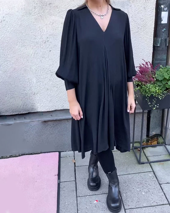 Kjole V-Hals Moderne Lanterneærme