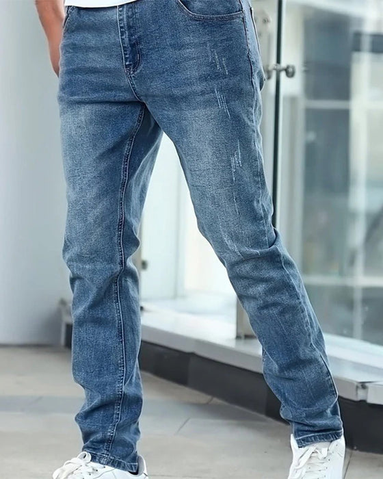 Jeans Herre Afslappet Ensfarvet
