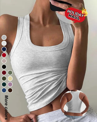 Tanktop U-Formet Firkantet Halsudskæring Slim-Fit