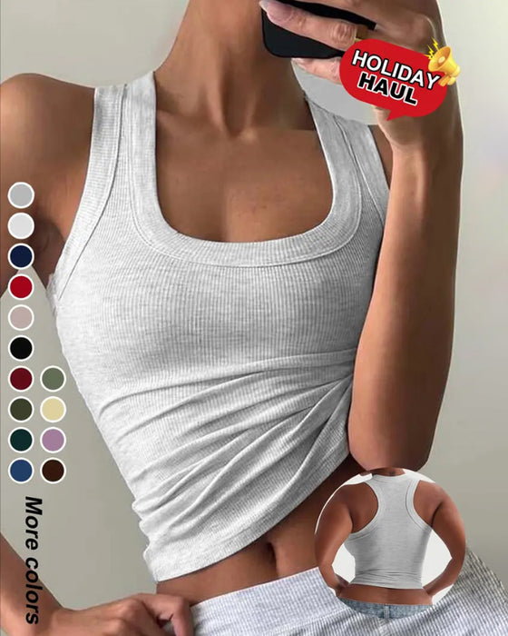 Tanktop U-Formet Firkantet Halsudskæring Slim-Fit