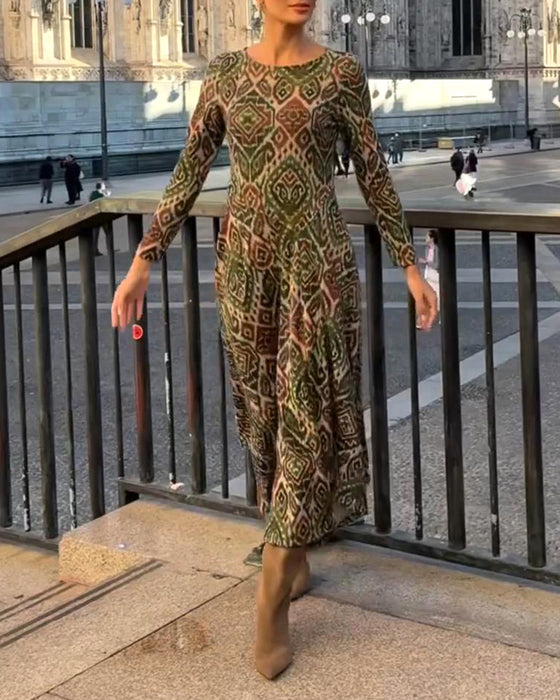 Kjole Fashion Retro Trykt Slids