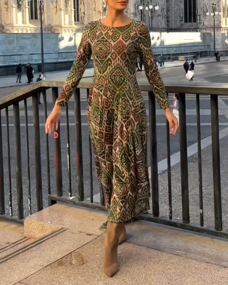 Kjole Fashion Retro Trykt Slids