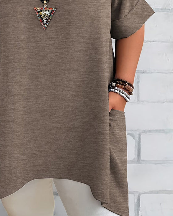 T-Shirt Løs Sidelomme