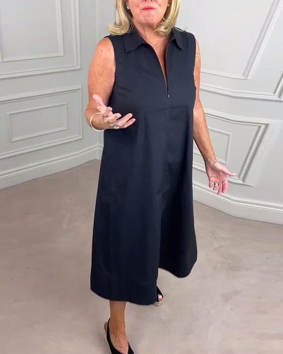 Sort hverdagskjole med skjortekrave