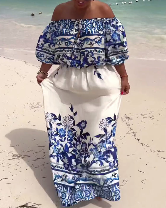 Kjole Off-Shoulder Trykt Resort