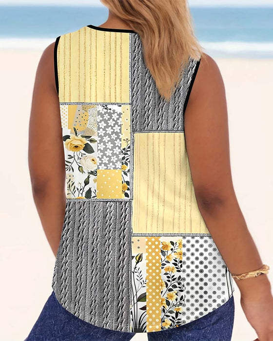 Tanktop Med U-formet Hals og Blomsterprint