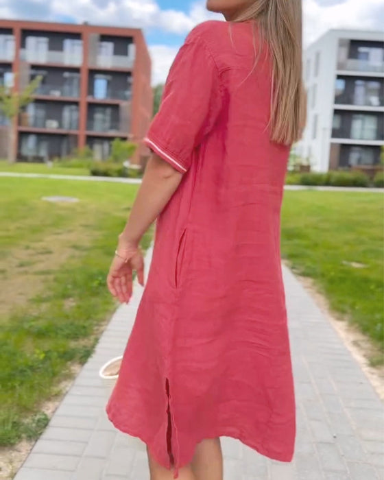 Kjole Slag Knap Casual