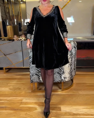 Kjole Sexet Skulderfri Glitrende V-Hals