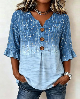 Bluse Trykt Rynket