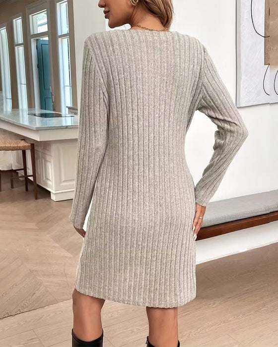 Sæt Med Ribbet Cardigan Vestkjole