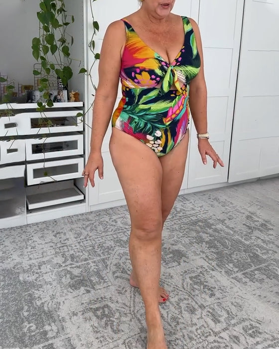 Én-delt Badedragt Bladprint