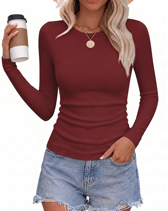 Top Slim Fit Langærmet Runde Hals