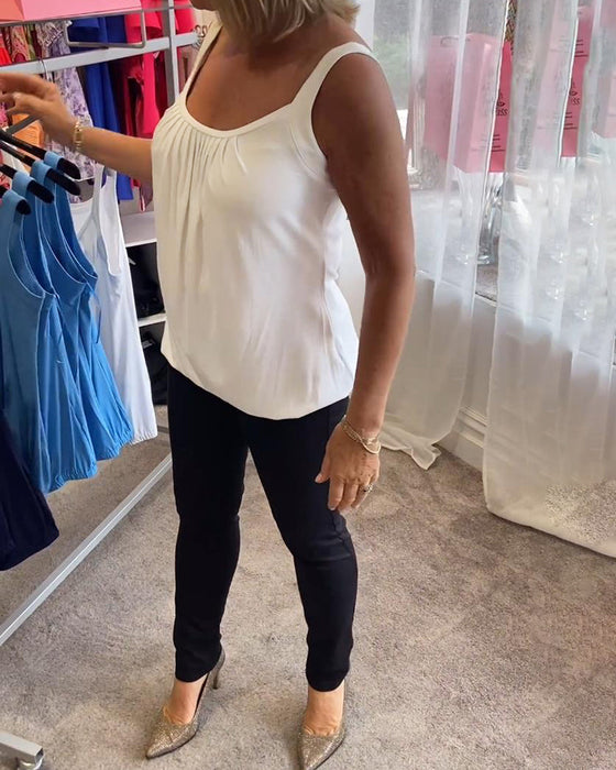 Sæt Plisseret hvid camisole top