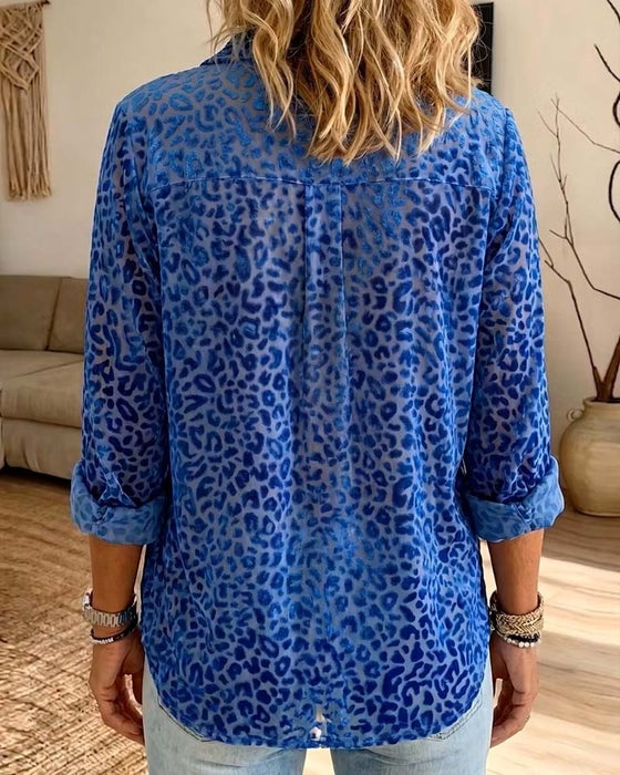 Skjorte Leopard Lomme Knap