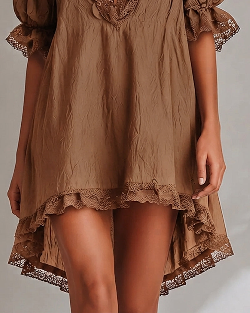 Kjole Blonde Patchwork Asymmetrisk
