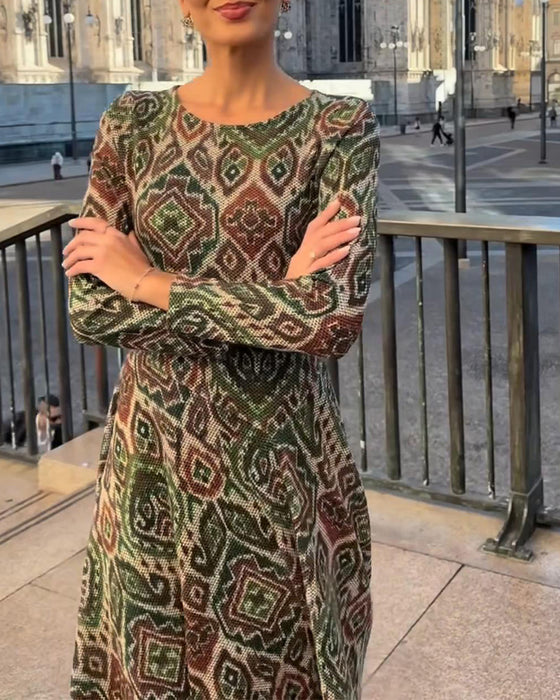 Kjole Fashion Retro Trykt Slids