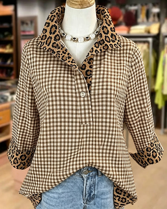 Bluse Slag Leopard Patchwork ternet