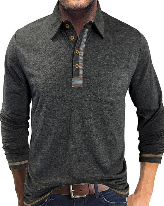 Bluse Herre Knap Revers Polo