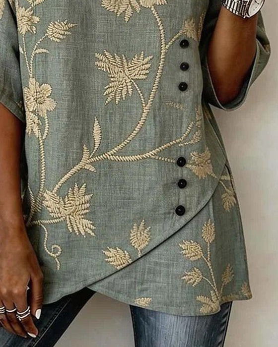 Bluse Blomstret V-hals Casual