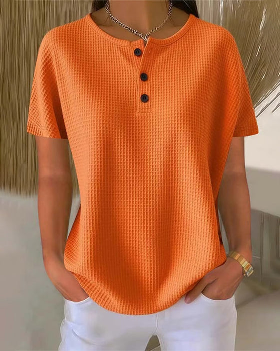 T-shirt Knap V-hals Afslappet