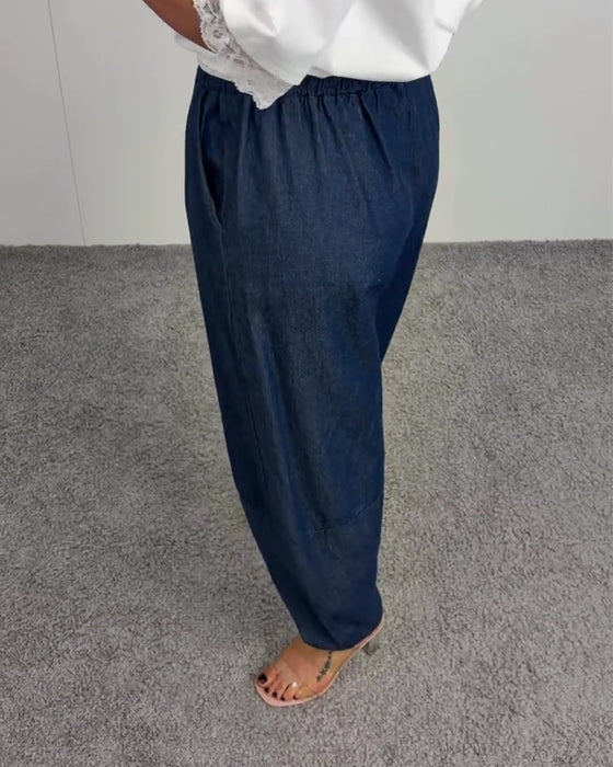 Bukser Stilfulde Lomme Denim Lange