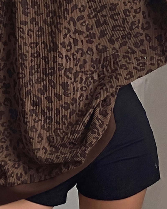 Sweatshirt Leopardmønster Langærmet