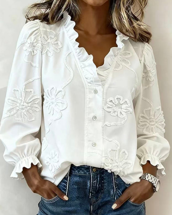 Bluse Ruffle Bobble Ærme
