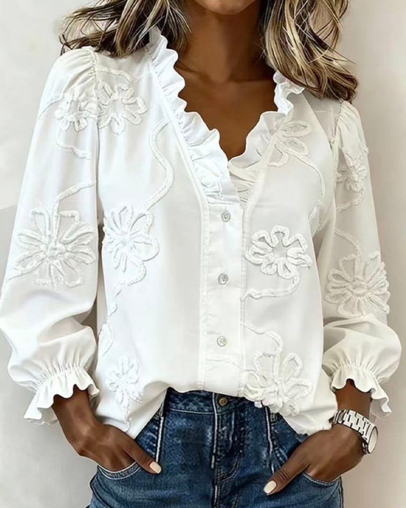 Bluse Ruffle Bobble Ærme